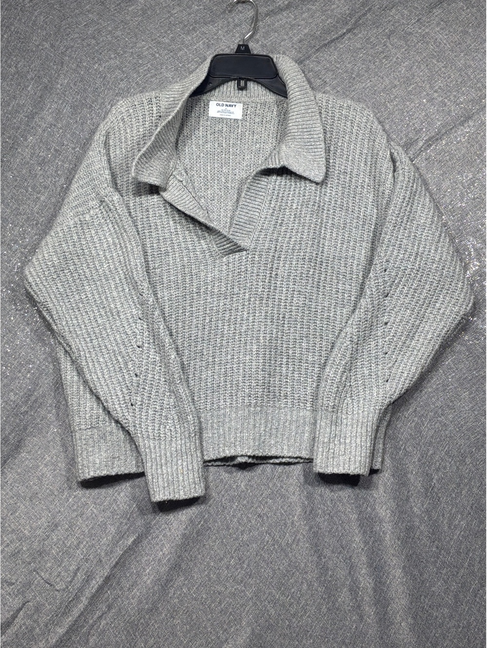 Old Navy Gray Knit Collared Pullover Sweater Medium